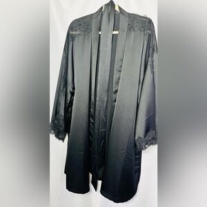 Victoria Secret Black Satin Short Nightgown Lace Lingerie whimsy Goth Romantic